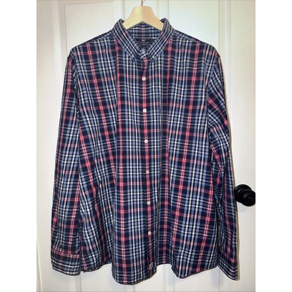 Vineyard Vines Men’s Slim Fit Murray Shirt Button Long Sleeve Blue Plaid XXL - Picture 2 of 6